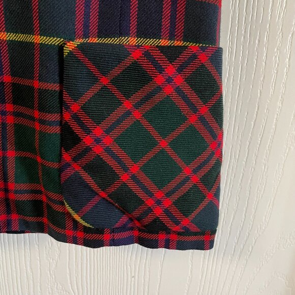 Vintage 70s Holiday Xmas Christmas Check Plaid Wool V Neck Vest | S/M - Picture 6 of 9